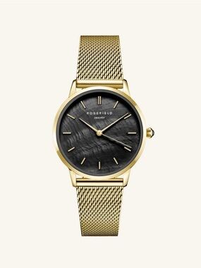 Rosefield Gold Mesh Watch with Black Dial- Regular Price $169+taxes